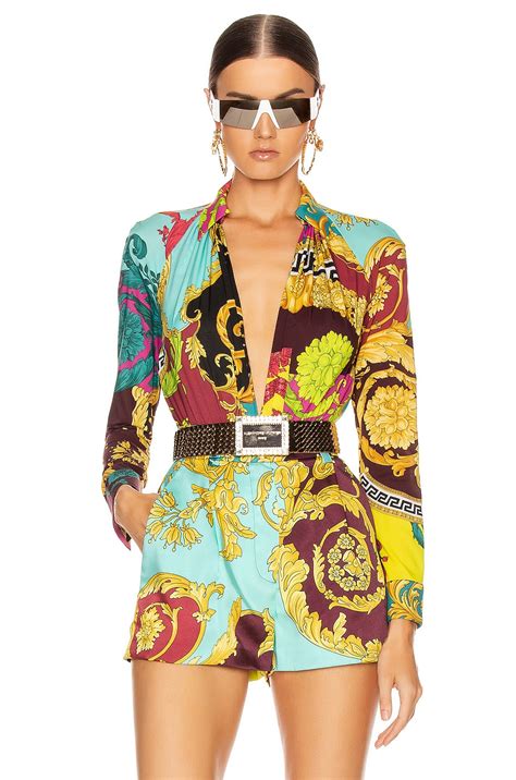 versace newspaper print|Versace print bodysuit.